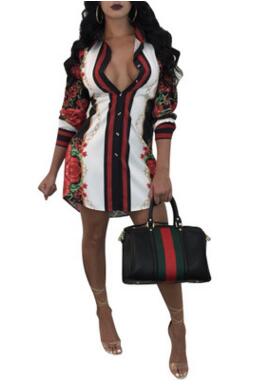 2018 autumn and winter plus size European and American fashion printing shirt multicolor women' clothing, White
2018 autumn and winter plus size European and American fashion printing shirt multicolor women' clothing, White
