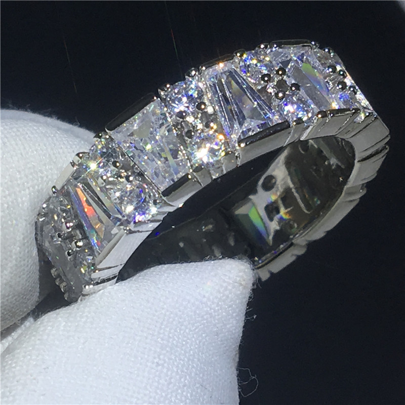 Trendy ring T shape 5A Cz Sona Stone 925 Sterling silver Engagement wedding band ring for women Finger Jewelry