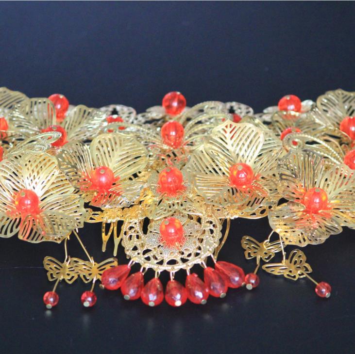 Red costumes, wedding brides, accessories, wholesale Chinese style Phoenix crown dress, grain and clothing accessories, photo tour special p - view 4