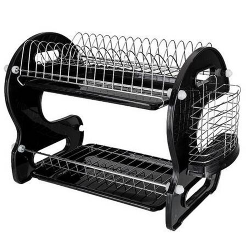Free shipping Multifunctional Dual Layers Bowls & Dishes & Chopsticks & Spoons Collection Shelf Dish Drainer Black