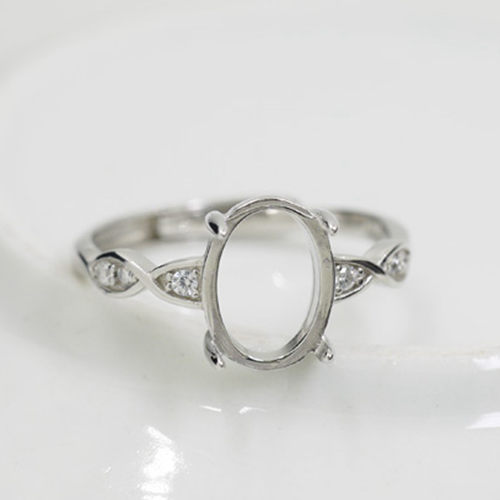 925 Sterling Silver Engagement Wedding Anniversary Women Ring 6x8mm Oval Cabochon Semi Mount Ring Setting DIY Stone