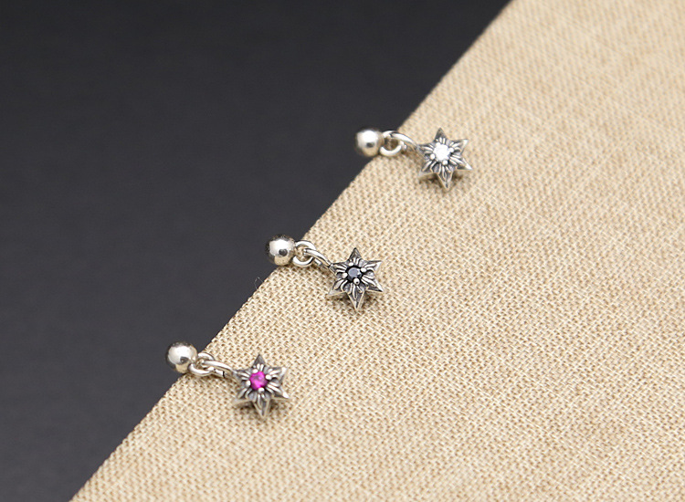 Brand new 925 sterling silver vintage jewelry antique silver American Europe hand-made designer stars stud earrings for women & men