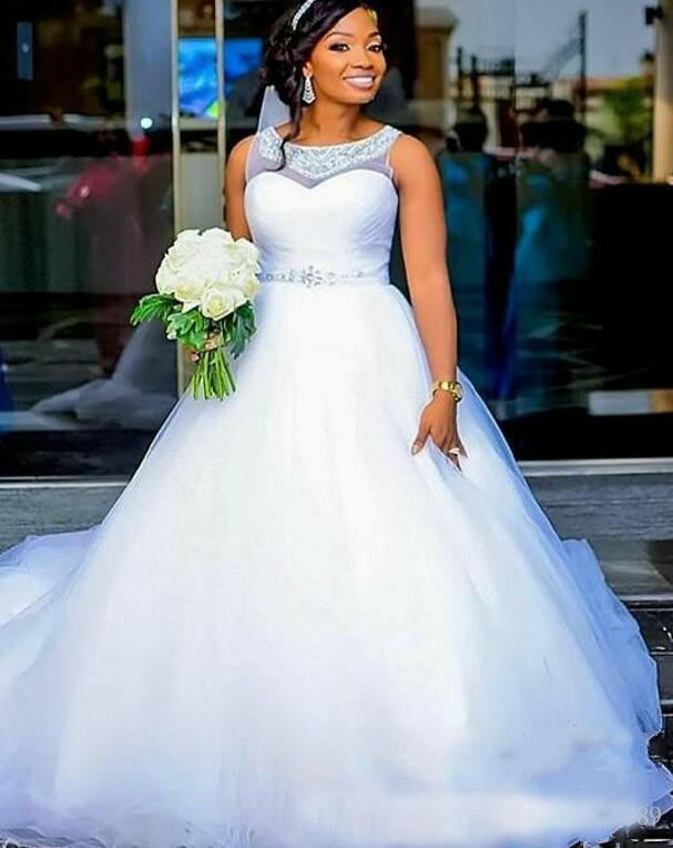 Modest Arabic Wedding Dresses Ball Beads Crystal Plus Size African Saudi Country Custom Vestido de novia Formal Bridal Gown