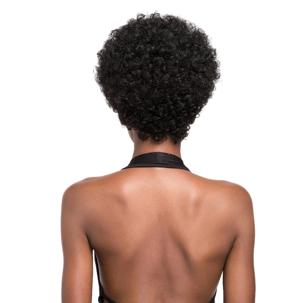 Top quality Afro Kinky Curly Hair Short Human Hair Capless Wigs natural Color Virgin Hair Bob Short Wigs For Black Women