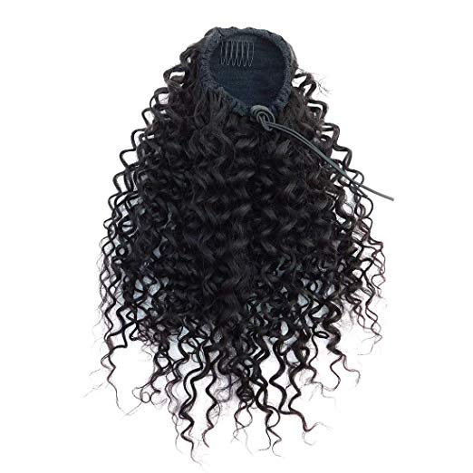 Kinki Curly pony tail Hair Piece Clip in Brazilian Virgin Human Hair Drawstring natura Ponytail Puff Afro Curly Ponytail for Black Women 140g