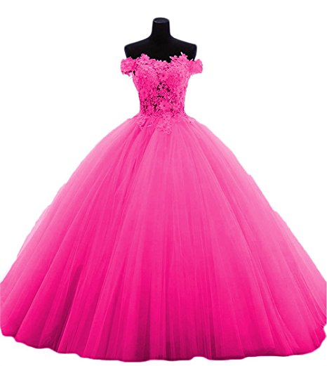2018 Sexy Bateau Lace Ball Gown Quinceanera Dress with Appliques Tulle Plus Size Sweet 16 Dress Vestido Debutante Gowns BQ141