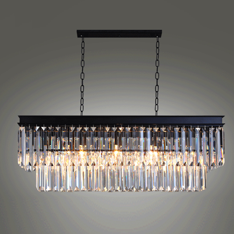 Modern Rectangular Crystal Chandelier Lighting Crystals Tube Ceiling Light for livingroom Dinner Room