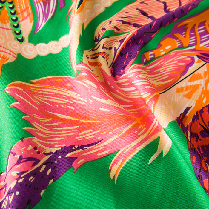 Ethnic Feather Square Print Scarf For Women New Indios Shawl Foulard Femme Echarpe En Soie Green Large Silk Twill Scarfs Dropshipping