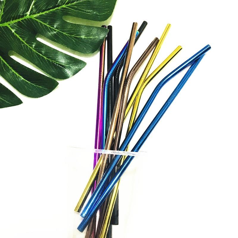 8.5inch 10.5inch Reusable Stainless Steel 304 Bent Straight Drinking Straws for for 900ML Cup Gold Rose Gold Black Rainbow Color