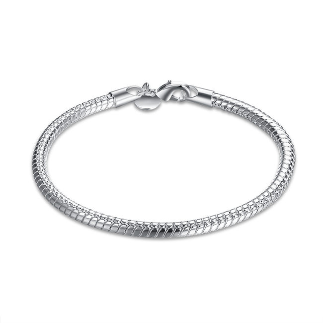 4M snake bone Bracelet sterling silver plated bracelet ; Brand new men and women 925 silver bracelet SPB159