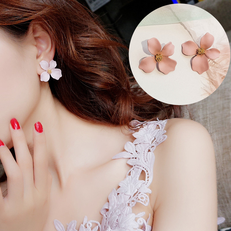 New Fresh Alloy Flowers Stud Earring Jewelry 925 Sterling Silver Ear Needle Earring Women Festival Gift