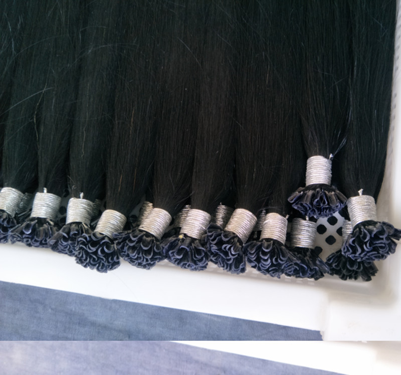 top grade 0 9g s 200st 180gr pack 14 24 100 human hair black color nail u tip hair extensions remy indian