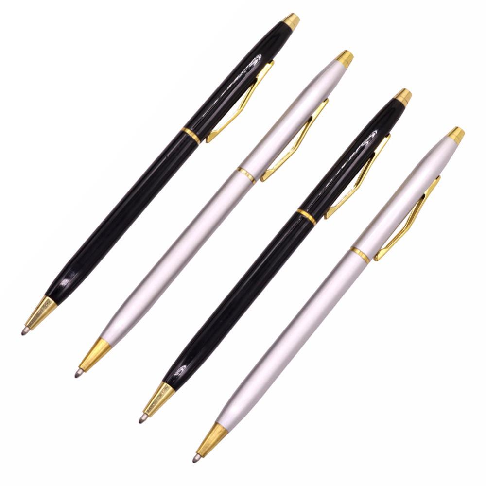 

GOOD QUALITY Metallic Signature Pen Stainless Steel Rod Rotating Metal Ballpoint Pen Commercial Ballpoint Pen Gift Stationery, As show