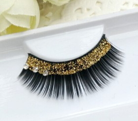 20 pair Rhinestone False eyelashes Thick Curl Honorable Golden bright Glittering eyelash Make-up free shipping and high quality