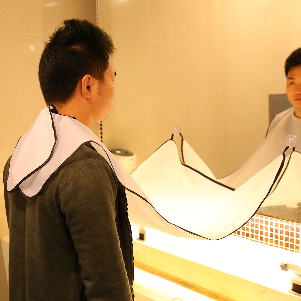 Beard Shave Apron Gather Cloth Hair Cut Catcher Apron Bib Apron with Two Suction Cups Cleaning Protecter For Man Father Boyfriend Brother