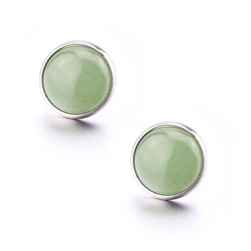 Natural stone 8mm 10mm 12mm White Green Turquoise opal pink crystal Stone Druzy stud Earrings Jewelry for Women