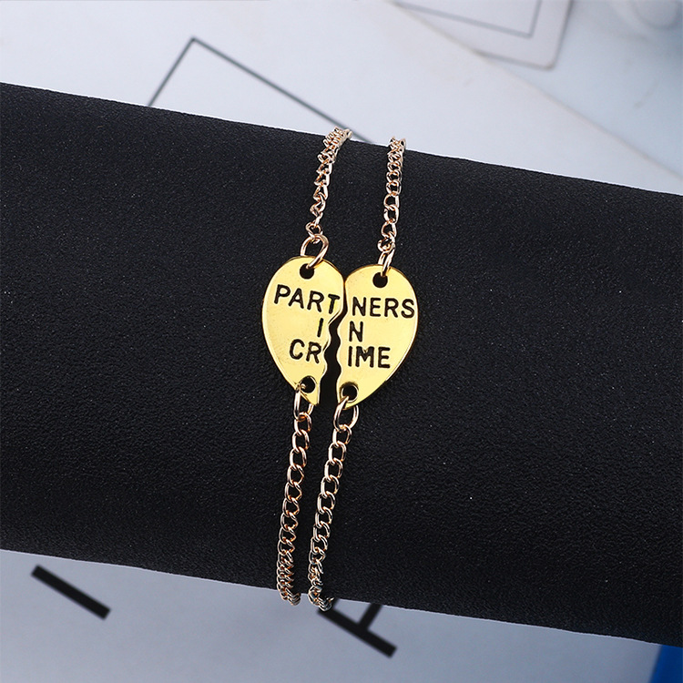 New Half Heart Partners In Crime Bracelets Women Girls Bracelet Bangle Golden Chains Jewellery Accessories Best Gift for Friends
New Half Heart Partners In Crime Bracelets Women Girls Bracelet Bangle Golden Chains Jewellery Accessories Best Gift for Friends