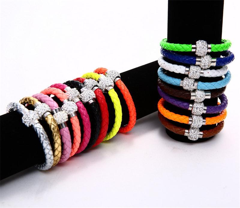 PU Leather Bracelets Handmade Shamballa Bracelet Magnetic Clasp Bracelet for unisex fashion design crystal Braided bangles
PU Leather Bracelets Handmade Shamballa Bracelet Magnetic Clasp Bracelet for unisex fashion design crystal Braided bangles