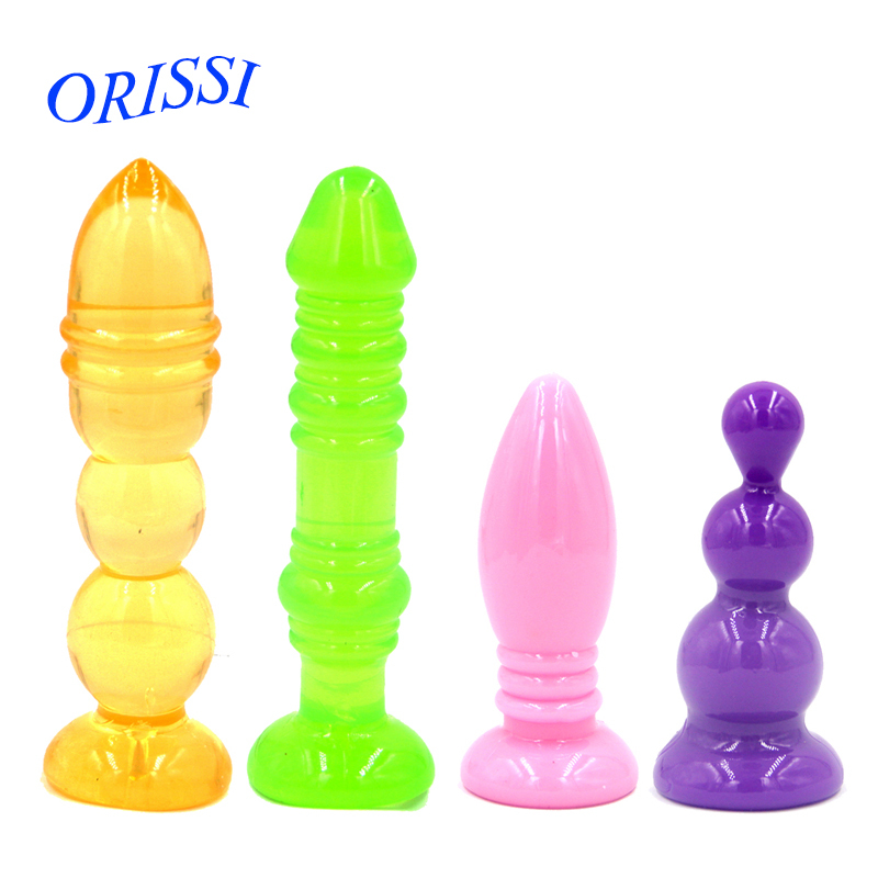 ORISSI 4pcs/set Butt Plug Anal Dildo Erotic Anal Toys Prostate Massager Adult Gay Anal Plug Beads Sex Toys for Woman Men Y1892804