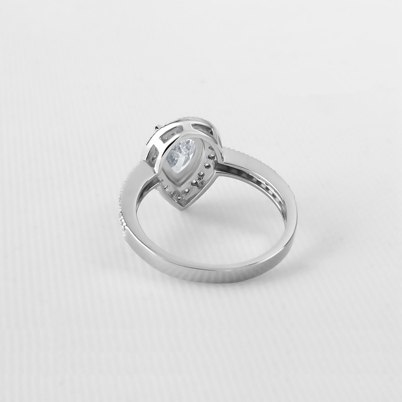 fashion Real 925 Sterling Silver Pear Ring for Women Fashion Drop Water CZ Stone Ring Jewelry N55