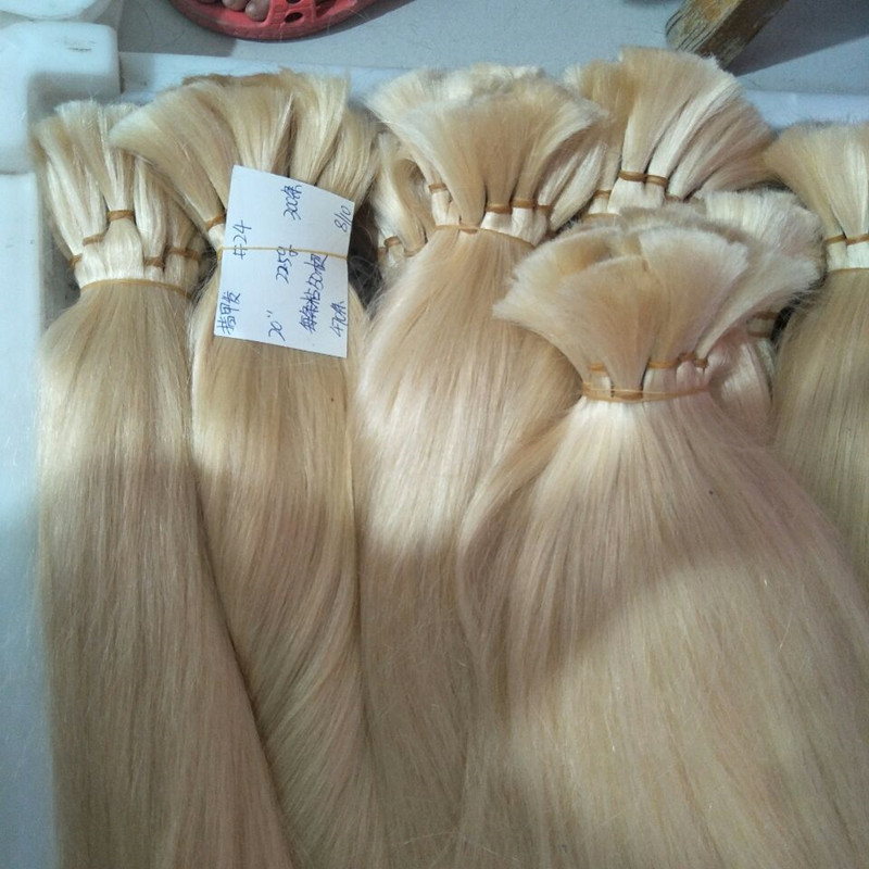 bulk for hair extensions 300 grams real human hair pure blonde 613 color european hair bulk without weft