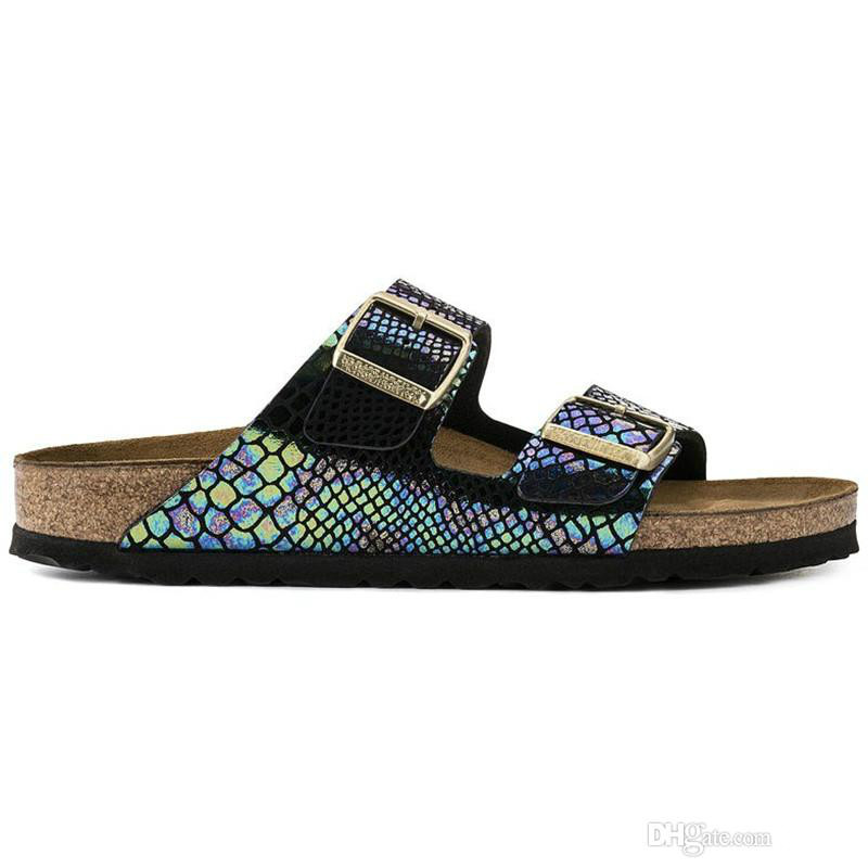 Brand Arizona Flat Sandals Women Casual Shoes Male Buckle Summer Beach Top Quality Genuine Leather Slippers With Orignal Box