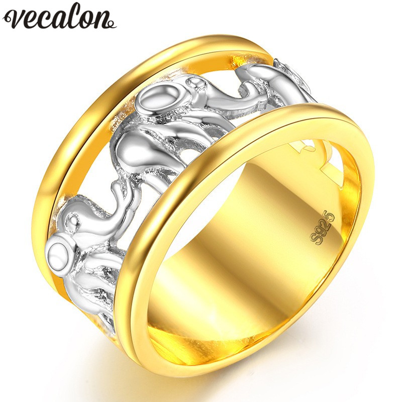 Vecalon 2017 Fashion Elephant Style Finger ring White & Yellow Gold Filled Party wedding Band rings for women men Width 11mm
Vecalon 2017 Fashion Elephant Style Finger ring White & Yellow Gold Filled Party wedding Band rings for women men Width 11mm