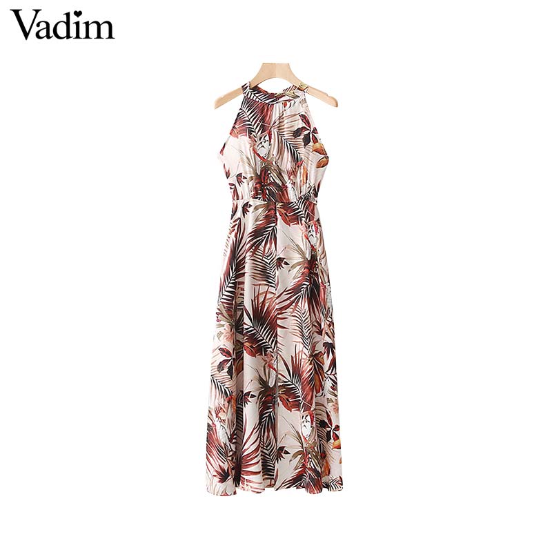 Vadim women sexy halter floral maxi dress back bow tie sleeveless backless split female party wear chic dresses vestidos QA336, Multi
Vadim women sexy halter floral maxi dress back bow tie sleeveless backless split female party wear chic dresses vestidos QA336, Multi
