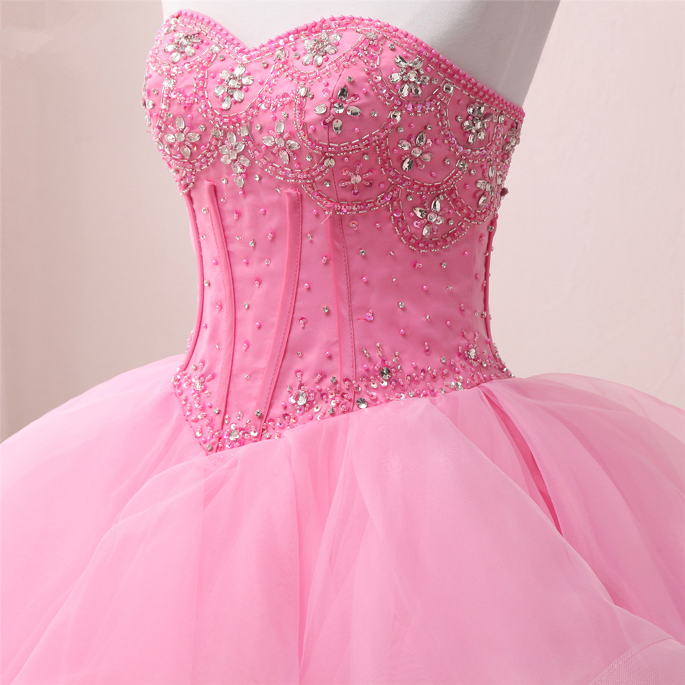 2018 New Arrived Real Photo Sexy Crystal Ball Gown Quinceanera Dress with Beading Sequin Sweet 16 Dress Vestido Debutante Gowns BQ125