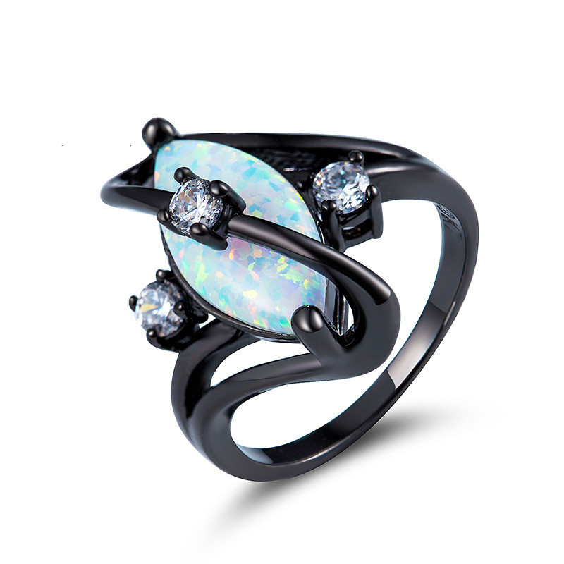 Fashion Marquis Cut Opal White Sapphire Round Cut Crystal Rings Black Gold Plated Women Girl's Engagement Gift
Fashion Marquis Cut Opal White Sapphire Round Cut Crystal Rings Black Gold Plated Women Girl's Engagement Gift
