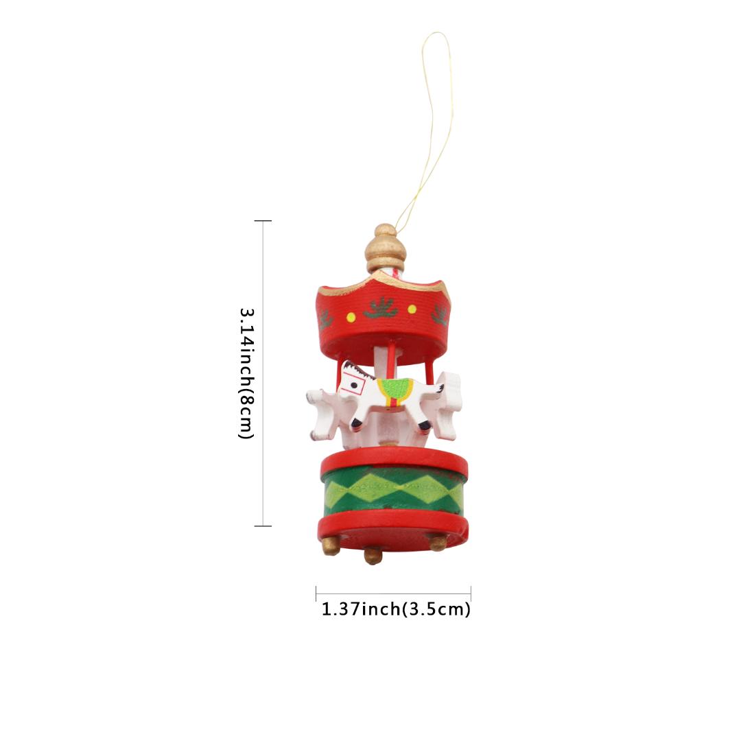 6pcs Wood Carousel Horse Hanging Pendant Christmas Tree Ornament For Kids Birthday Xmas Party Home Decoration