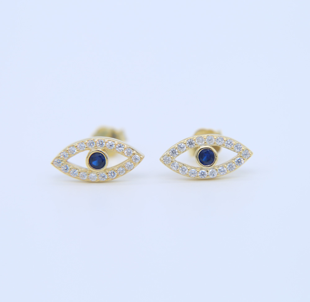 cz evil eye earring 925 sterling silver anti allergy material high quality lucky girl women stud earrings