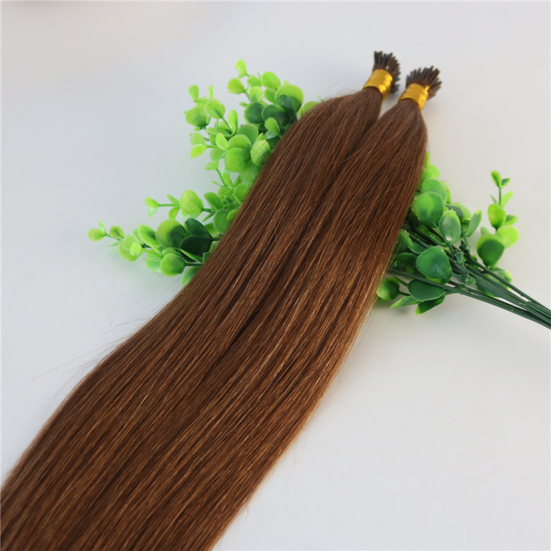 Auburn Brown #30 Stick-tip Extensions Brazilian Human Hair 100Strands 100gram Straight Keratin I-tip Human Hair Extensions