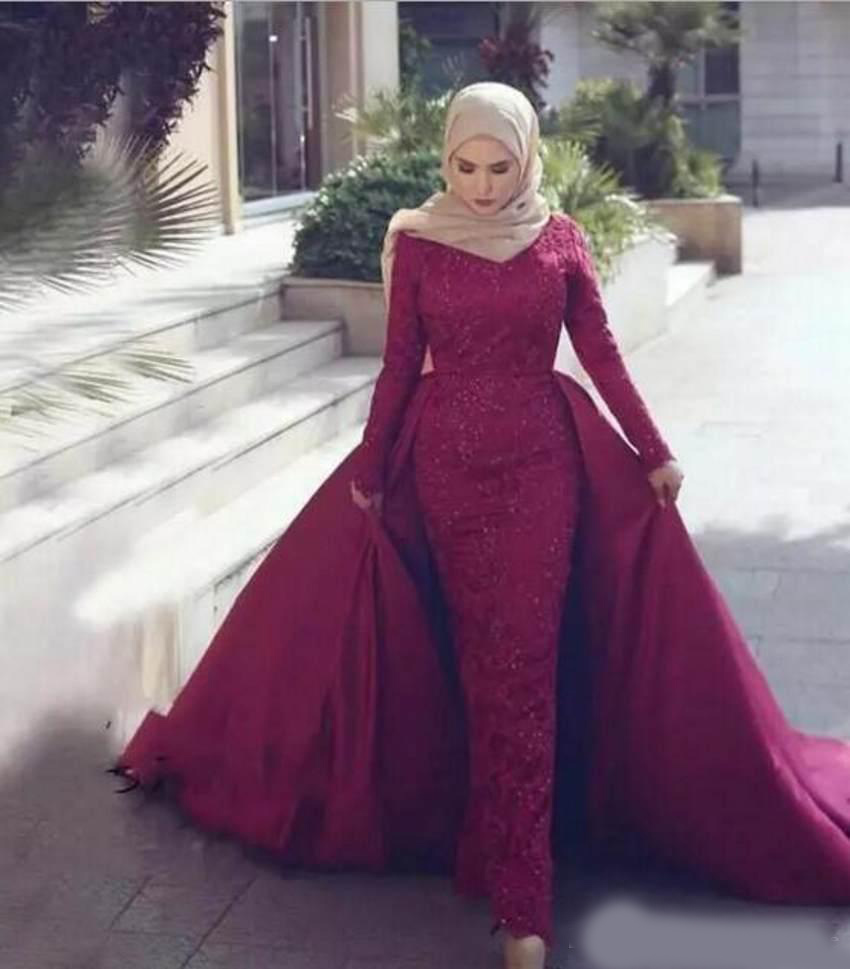 Blush Rose gold Long Sleeve Evening Dresses for Women Wear Lace Appliques crystal Abiye Dubai Caftan Muslim Prom Party Gowns 2020