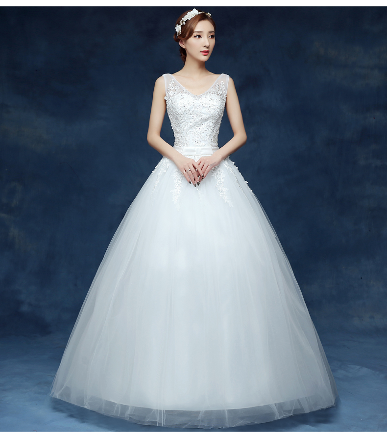 Cheap 2018 New Vestido De Noiva V-Neck Sleeveless Style Sequined Decoration Wedding Dress Custom Made White Lace Up