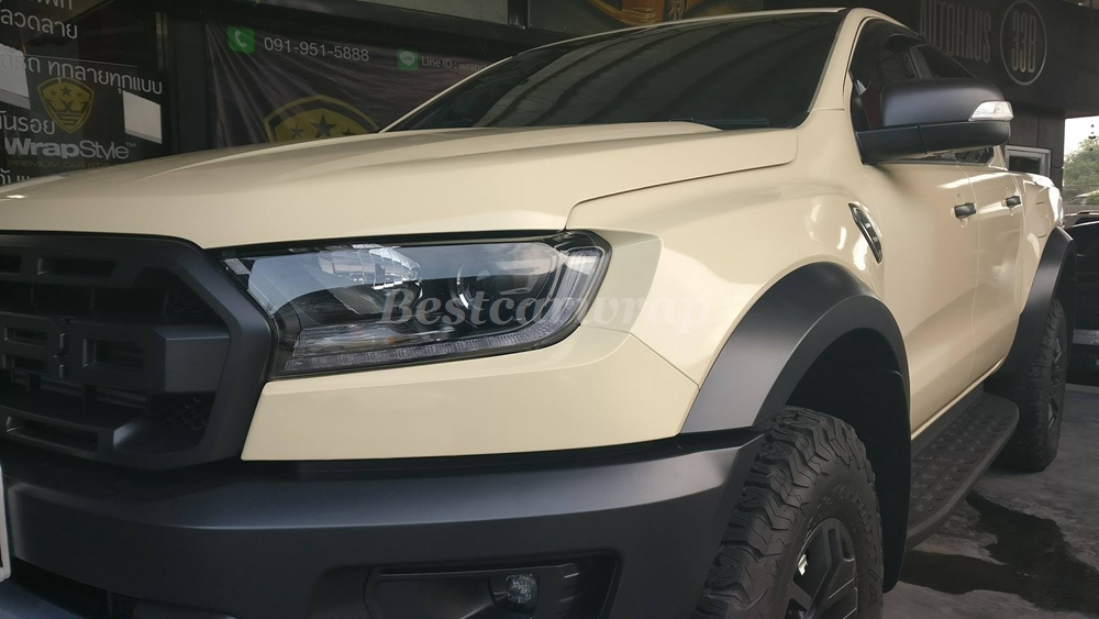 Premium khaki Milan Cream Gloss Vinyl Wrap For Whole Car Wrap Covering With Air bubble Free Lke 3M quality Low tack glue Size:1.52*20m( 5x67ft