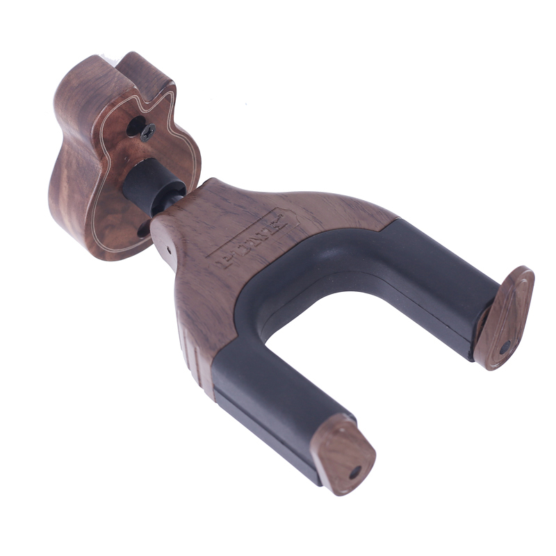 Hard Wood Base in Guitar Shape Guitar Hook Black Walnut Wall Mount Holder for Acoustic Classical Electric Guitar Bass