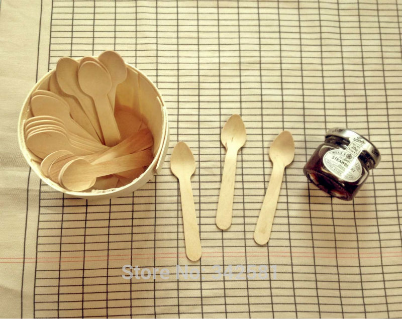 Wooden Spoons 50 SMALL Disposable Wooden Utensils Ice Cream Spoons Mini Dessert Wood Silverware Wedding Spoon