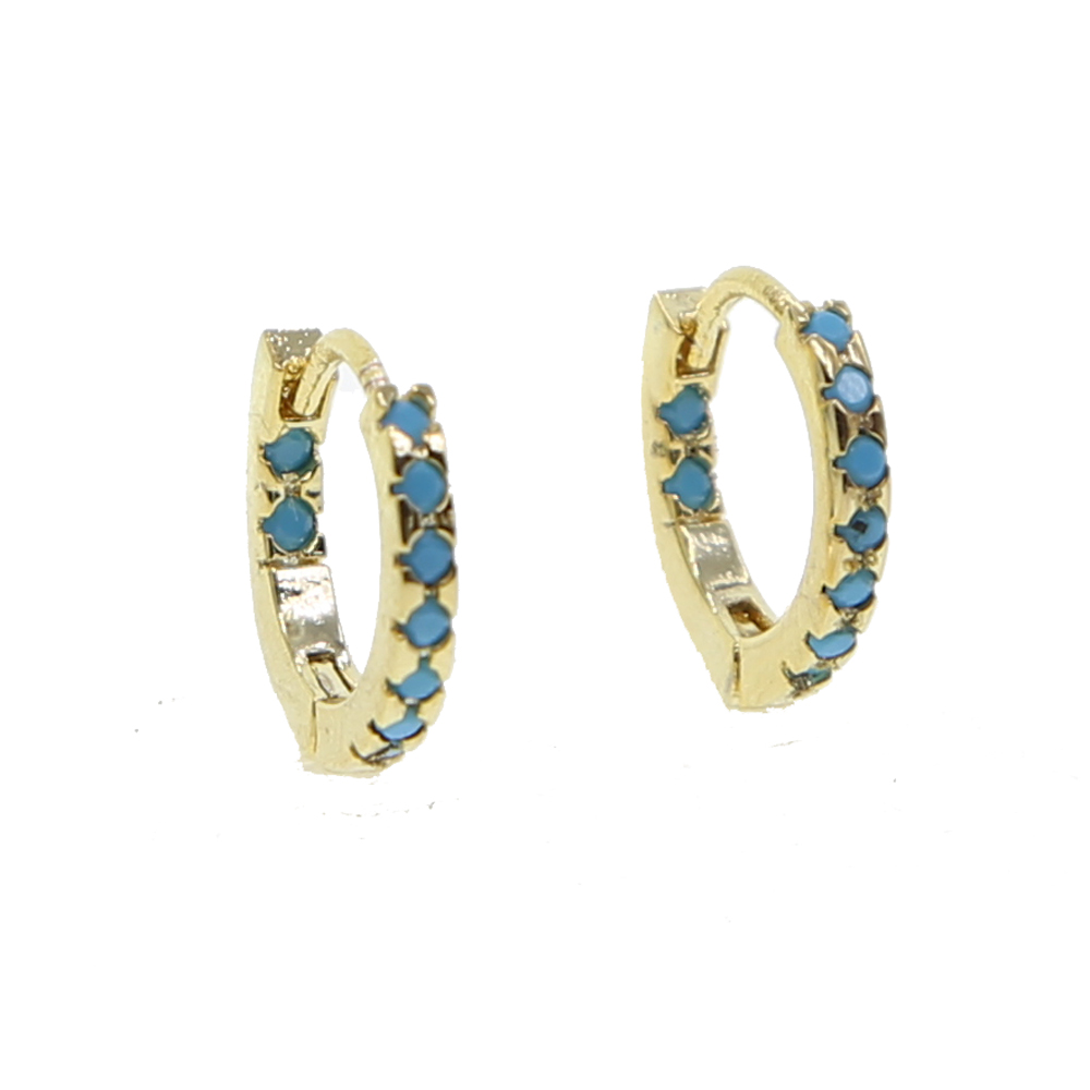 925 sterling silver rhodium gold plated mini hoops paved blue nano turquoiose gemstone elegance minimal huggie hoop fine silver learring