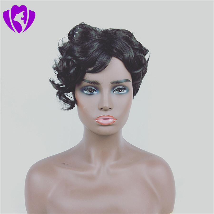 High quality simulation human hair wig short Curly Black Cute Wig for Black Women African Afro Hair Synthetic Wigs For Black Women