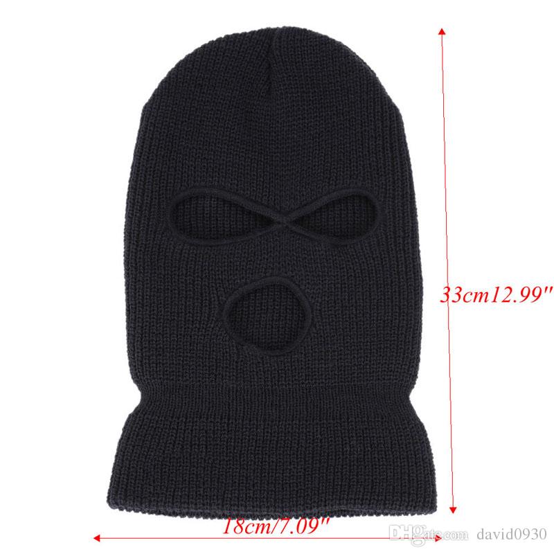 3Hole Knitted Full Face Cover Ski Mask Winter Balaclava Warm Knit Mask for Outdoor Sports