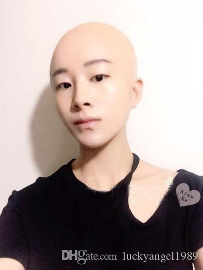 New human mask crossdress silicone female unisex head mask halloween cosplay without hair latex bareheaded monk head mask