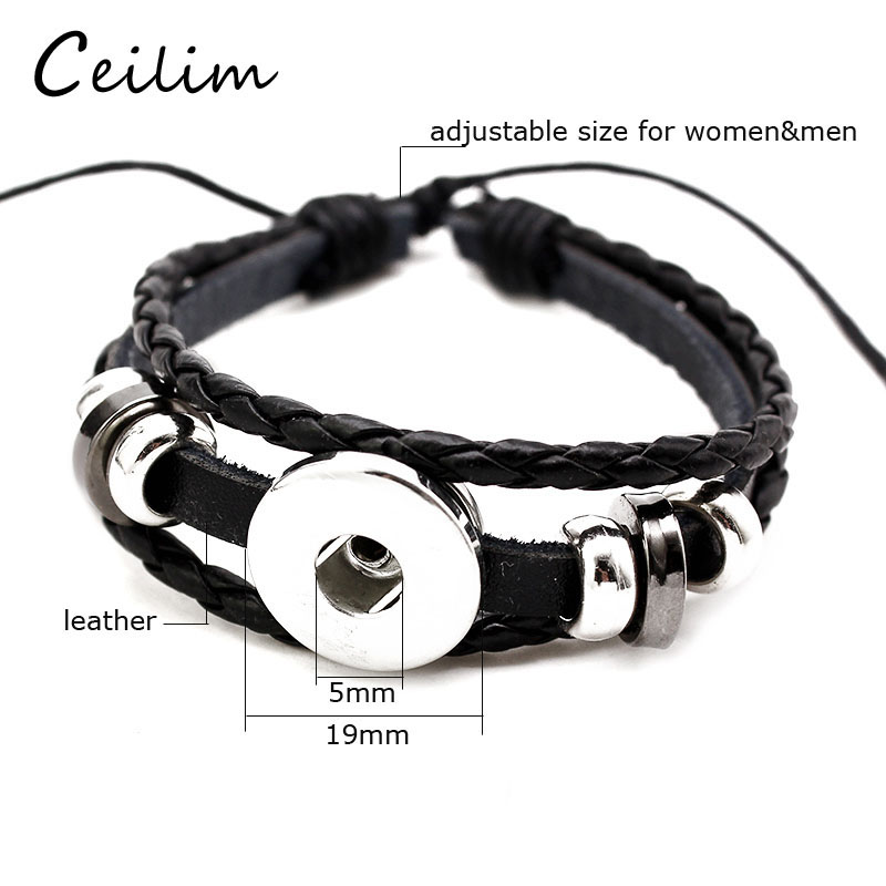 Fashion Multilayer Black Leather Bracelet Fit 5mm Metal Button Adjustable Knot Beads Bracelet DIY Casual Snap Button Jewelry Gifts
Fashion Multilayer Black Leather Bracelet Fit 5mm Metal Button Adjustable Knot Beads Bracelet DIY Casual Snap Button Jewelry Gifts