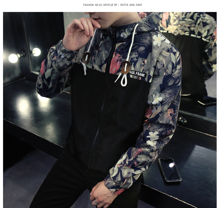 Men's Jackets Spring Thin Windbreaker Men Flower Design Coats Sports Casual Jacket Slim Fit Tops Zipper Up Hooded Color Patchwork Clothes, Black
Men's Jackets Spring Thin Windbreaker Men Flower Design Coats Sports Casual Jacket Slim Fit Tops Zipper Up Hooded Color Patchwork Clothes, Black