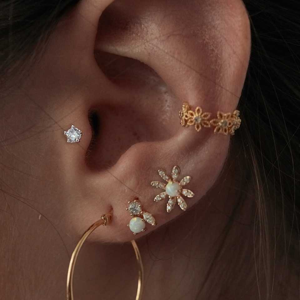 1 piece flower cuff earring clip earrings for women girl 2019 spring new design cz daisy flowers fit pandora jewelry 925 silver