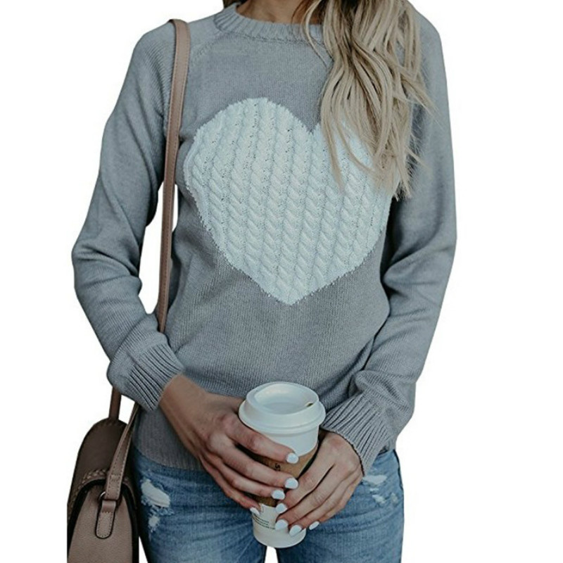 Winter Women Sweater Heart Printed Sweaters O-Neck Long Sleeve Casual Pullover Top Autumn Knitted Sweater Female Plus Size GV647, Grey
Winter Women Sweater Heart Printed Sweaters O-Neck Long Sleeve Casual Pullover Top Autumn Knitted Sweater Female Plus Size GV647, Grey