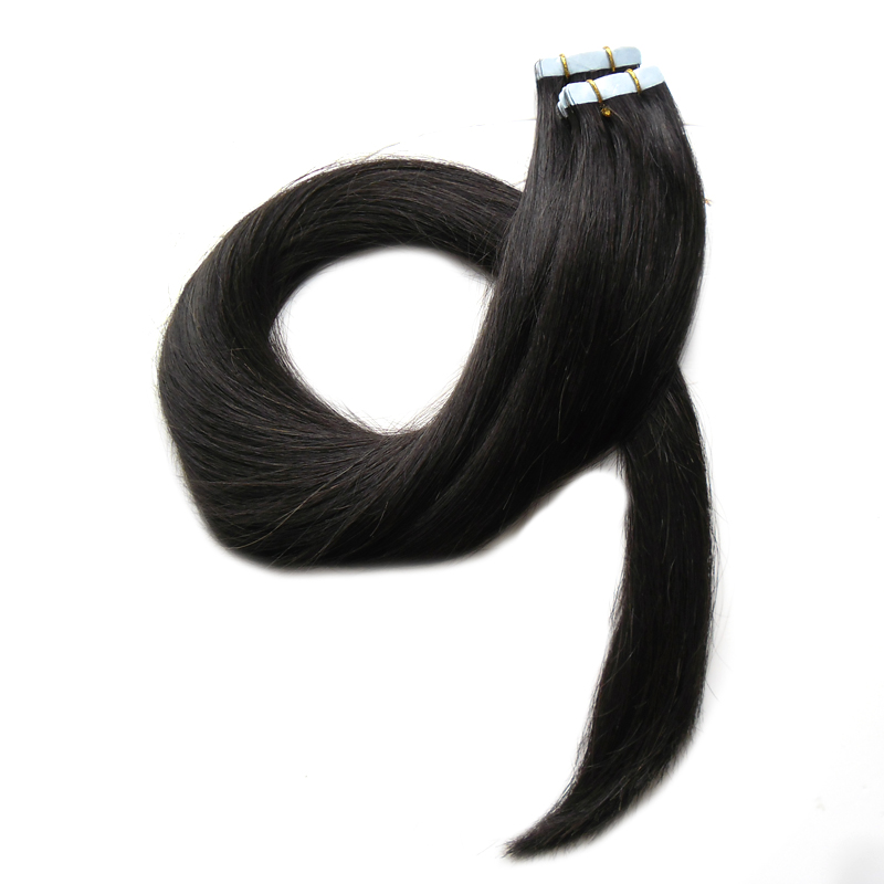 40pcs Straight Brazilian Virgin Remy Black Tape Hair Extensions Virgin Skin Weft Tape Adhesive Hair Extensions Tape Human Hair Extensions