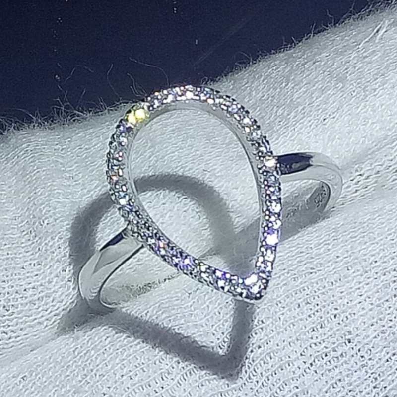 Choucong New Fashion Hollow out CZ Zirconia Pear Water Drop Classic Ring Wedding Jewelry Sparkling 100% 925 Sterling Silver Rings For Women