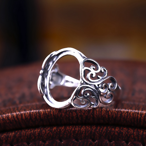 Wholesale 925 Sterling Silver 11x14mm 12x16mm Oval Cabochon Amber Garnet Agate Engagement Wedding Ring Fine Jewelry Setting