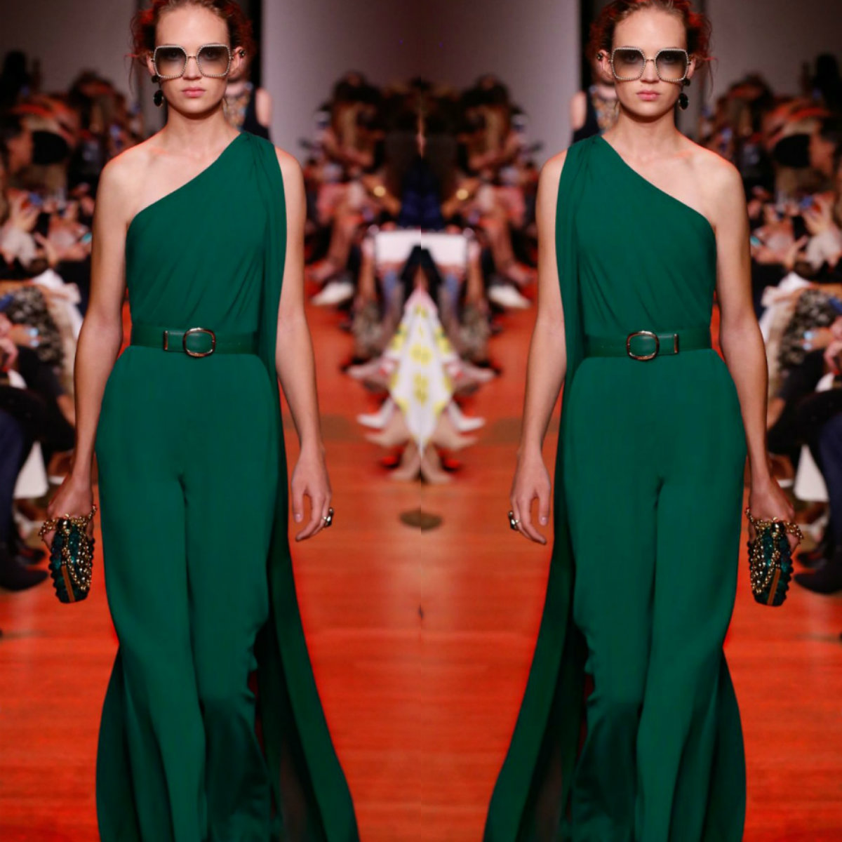 Elie Saab 2019 Prom Dresses Hunter One Shoulder Floating Pleats Chiffon Women Clothes Jumpsuits Customized Formal Evening Dresses With Wraps